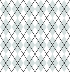 Vector seamless pattern of gray flat cartoon Plaid check isolated on white background