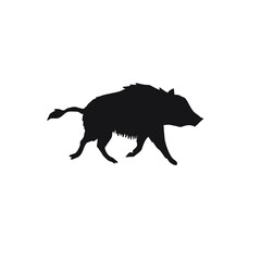 Vector hand drawn wild boar silhouette isolated on white background