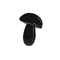 Vector hand drawn doodle sketch black King bolote cep mushroom isolated on white background