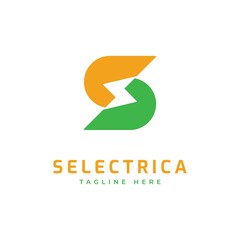 Fototapeta premium Letter S logo design with bolt electrical symbol 
