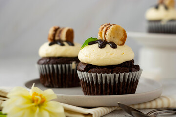 Delicious chocolate cupcake with vanilla butter cream.