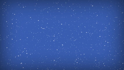 Falling particles snowflakes on blue background. 3d rendering