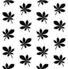 Obraz premium Vector seamless pattern of hand drawn chestnut leaf silhouette isolated on white background