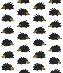 Vector seamless pattern of colored hand drawn doodle sketch hedgehog isolated on white background