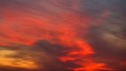 Naklejka na ściany i meble Golden sunset. Fiery orange sunset sky. Beautiful sky.