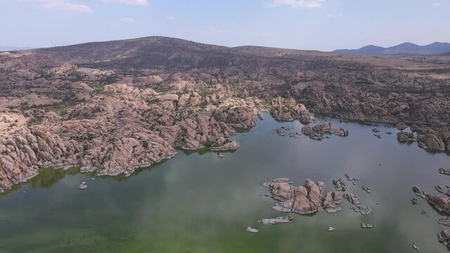 Aerial footage the Boulders of Granite Dell's and Watson Lake in Prescott Arizona