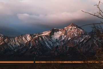 sunset in the mountains at sunrise