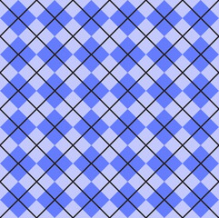Vector seamless pattern of blue flat cartoon Plaid check isolated on white background