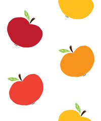 Vector seamless pattern of different color hand drawn doodle sketch apples isolated on white background