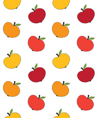 Vector seamless pattern of hand drawn doodle sketch apples isolated on white background