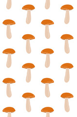 Vector seamless pattern of colored hand drawn doodle sketch Orange cup boletus isolated on white background