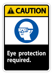 Caution Sign Eye Protection Required Symbol Isolate on White Background