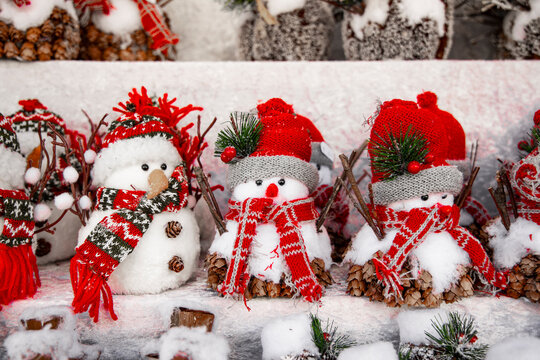 Christmas time holidays market snowman trinket decorative object background photo