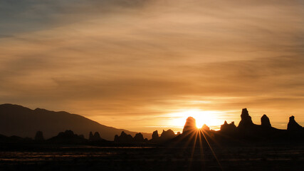 sunset over archaeological site