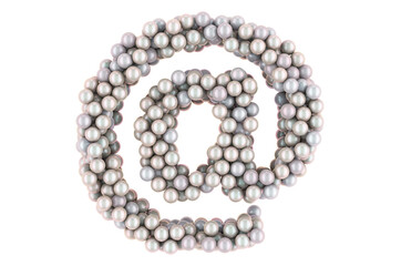 E-mail, at sign from white pearls, 3D rendering