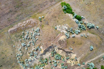 Rural landscape on a summer day aerial view.