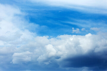 Blues sky and beautiful clouds. Nature composition. Sky background with clouds