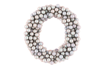 Letter O from white pearls, 3D rendering