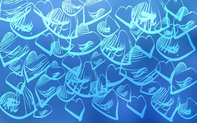 Light BLUE vector cover with Shining hearts. Illustration with hearts in love concept for valentine's day. Template for Valentine's greeting postcards.