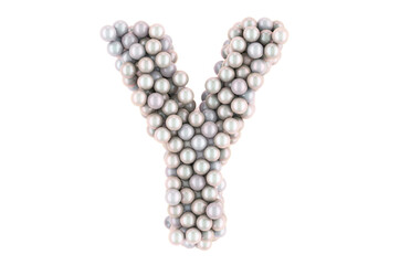 Letter Y from white pearls, 3D rendering