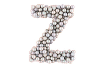 Letter Z from white pearls, 3D rendering