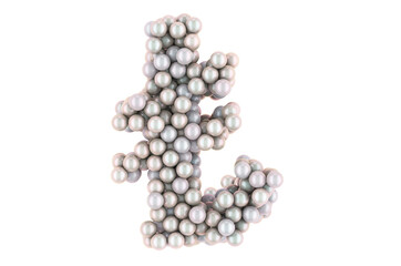 Lira symbol from white pearls, 3D rendering