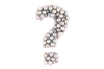 Question mark from white pearls, 3D rendering