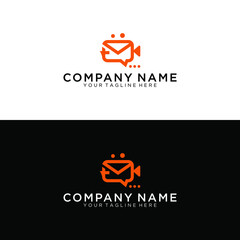 Talk Show Logo Design. Video Movie Film Chat Logo Design.on a black and white background.