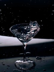 martini glass with splash