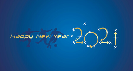 2021 Soccer Happy New Year strategy gold blue board background