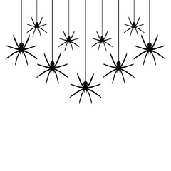 Black spiders hanging on a web.  Use for printing, posters, T-shirts, textile drawing, print pattern.