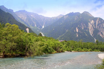 梓川と穂高連峰