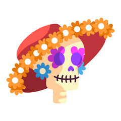 Isolated decorated traditional mexican skull - Vector illustration