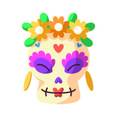 Isolated decorated traditional mexican skull - Vector illustration