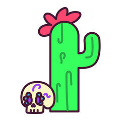 Isolated cactus with a skull icon - Vector illustration