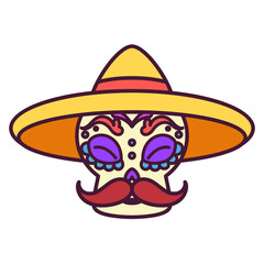 Isolated decorated traditional mexican skull - Vector illustration