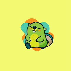 Funny happy beaver with variant color