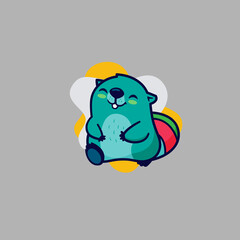 Funny happy beaver with variant color