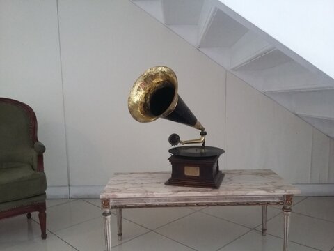 An old record player gramophone