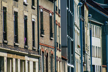View of the facade of a historical building located in Reims, a city in the Grand Est region of France and one of the oldest in Europe