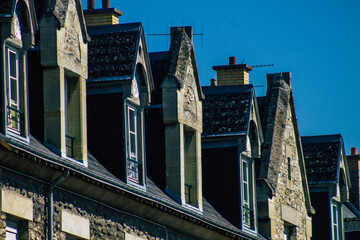 View of the facade of a historical building located in Reims, a city in the Grand Est region of France and one of the oldest in Europe