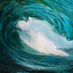 Ocean surfing ocean wave barrel lip inside view