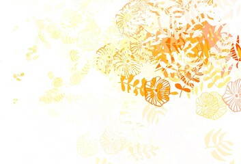 Light Orange vector abstract design with leaves.