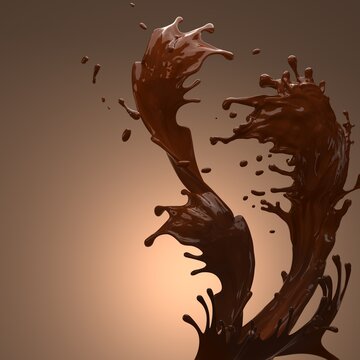 splash of brown hot chocolate on brownish background