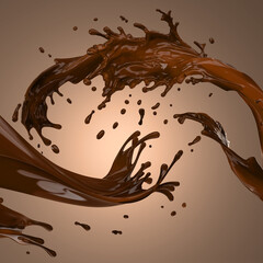 splash of brown hot chocolate on brownish background