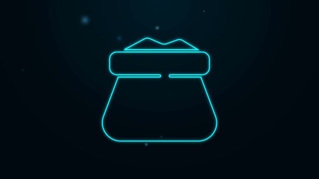 Glowing neon line Full sack icon isolated on black background. 4K Video motion graphic animation