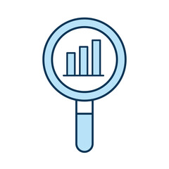 bars chart in lupe line and fill style icon vector design