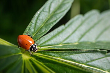 Lady Bug on a Cannabis Leaf (Macro)