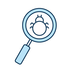 bug in lupe line and fill style icon vector design