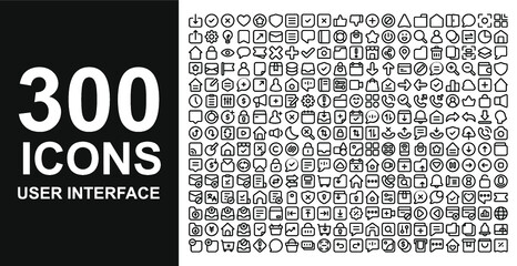 300 vector thin line mini icons set. Thin line simple outline icons. Pixel Perfect. Editable stroke.